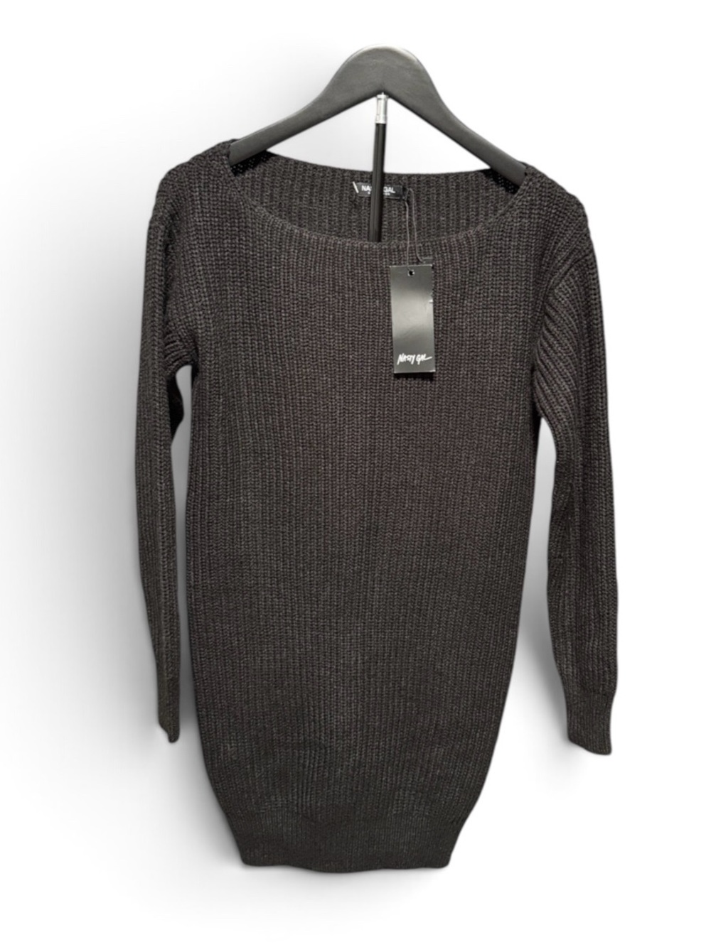 Nasty Gal Black Crewneck Knit Tunic Sweater